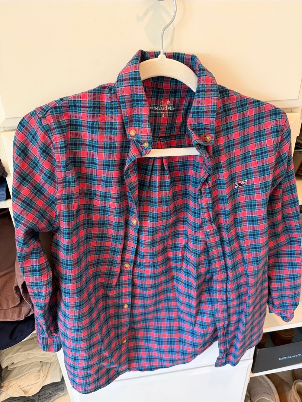 Vineyard Vines Kids Pink and Blue Plaid Button-Down Shirt